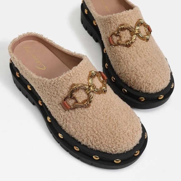 NWT Circus NY by Sam Edelman Annie Sherpa Chain Bit Platform Clogs Sz 7,5 - Picture 1 of 5